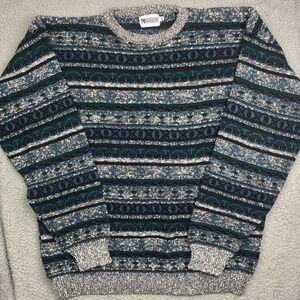 Vintage Megalos abstract Chunky Heavy‎ Knit Sweater Sweatshirt Size XLT